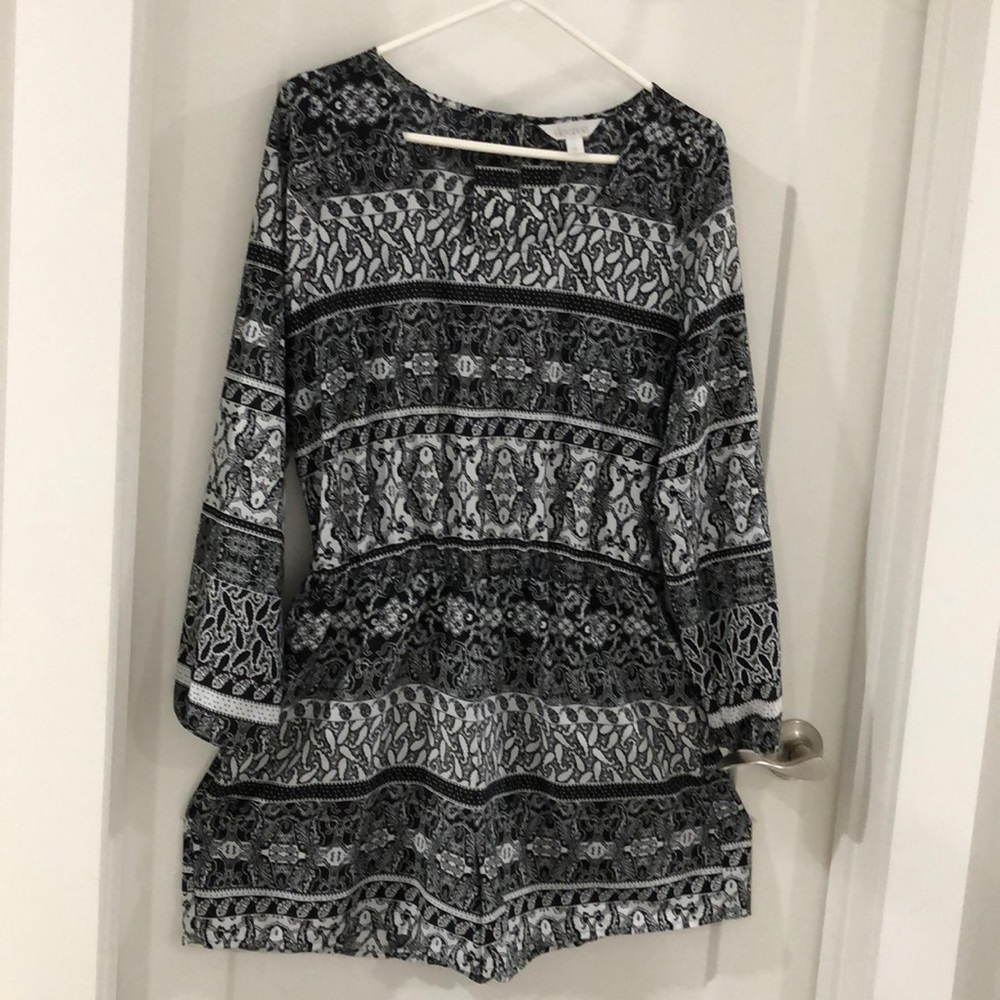 Black and white shorts romper